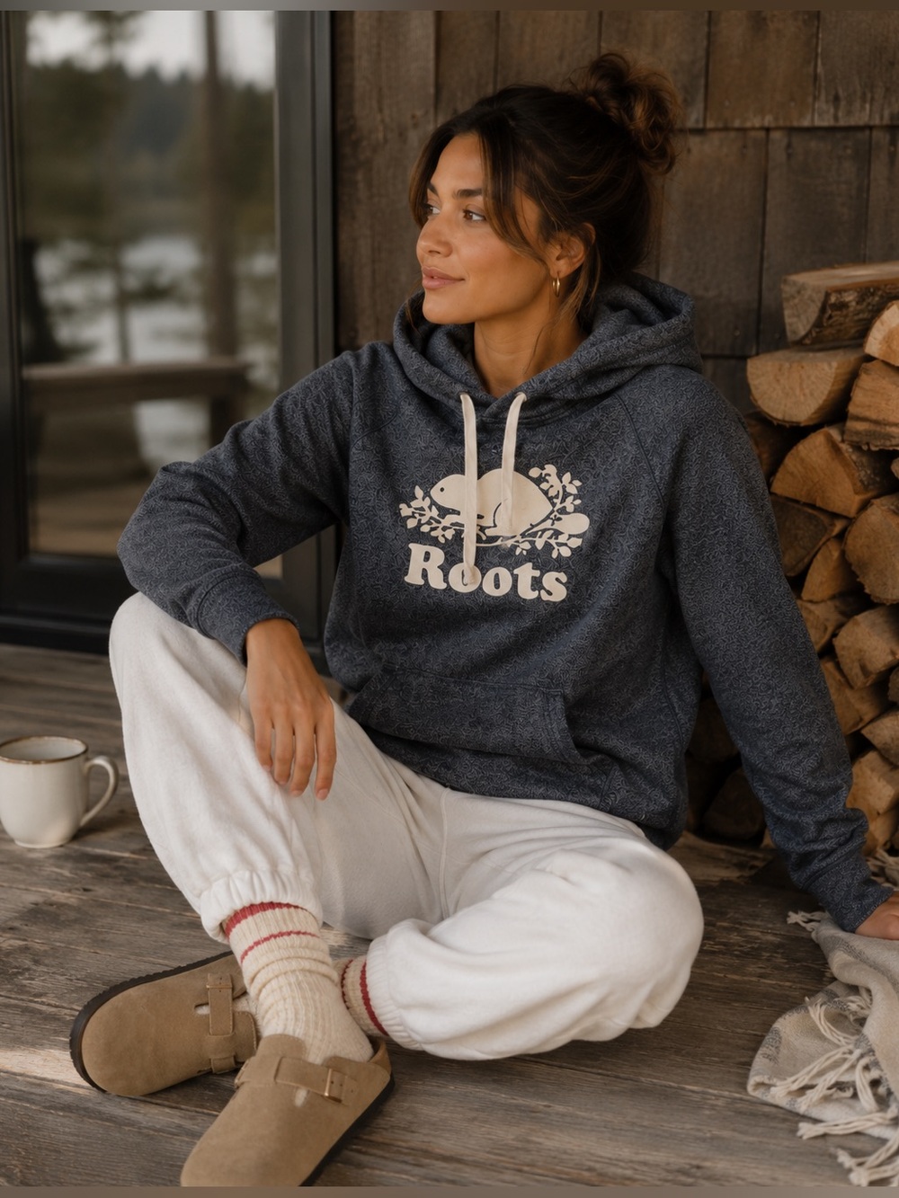 Roots blue salt and pepper kanga hoodie